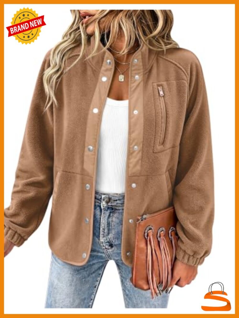 Women Fleece Jacket Western Aztec Print Snap Button Down Outerwear